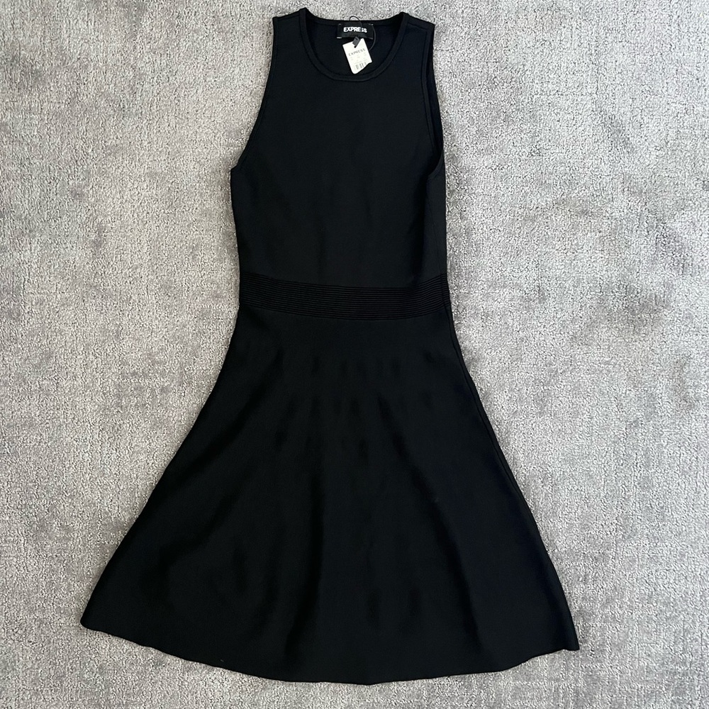 Express Black MIDI Drop Waist Dress